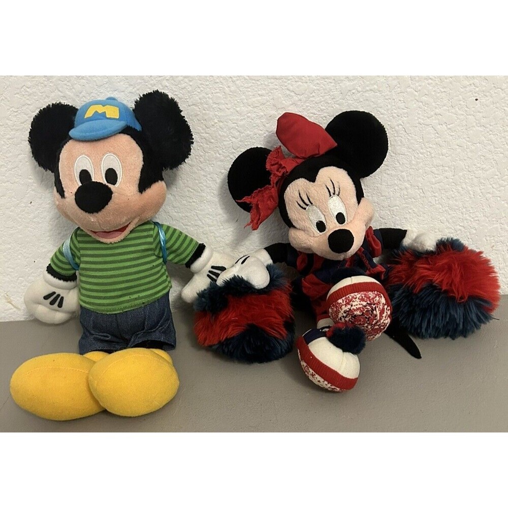 Disney Mickey Mouse (13") and Minnie Mouse (10") Dolls Cheerleader Minnie